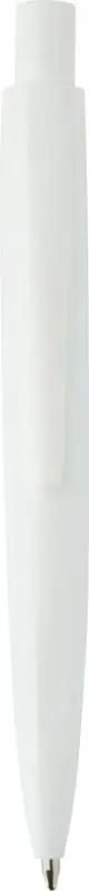 Mini-stylo bille Ramin blanc en plastique recyclé RCS avec bouton poussoir, agrafe intégrée et pointe métal