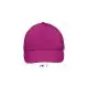 Casquette personnalisée SUNNY fuchsia en coton brossé vue de face, 5 panneaux et visière préformée