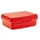 Lunch box personnalisée rouge en plastique recyclé avec couvercle et fermeture clip en façade