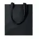 Tote bag coton bio personnalisé noir à longues anses assorties, présenté à plat et vu de face