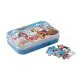 Puzzle de Noël personnalisable PAZURU 60 pièces dans boîte en fer blanc bleue illustrée du père Noël et pièces posées