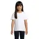 T-shirt enfant col rond blanc made in France porté de face par une fillette, coton peigné compatible DTG