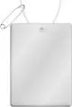 Attache réfléchissante personnalisée rectangulaire en PVC blanc argenté avec cordon blanc et épingle de sûreté