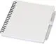 Ensemble personnalisé carnet couverture souple plastique recyclé blanc avec stylo bille assorti et reliure spirale