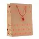 Sac cadeau kraft personnalisable SPARKLE à motifs de Noël rouges, poignées en cordelette rouge et étiquette chaussette