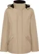Parka femme personnalisée AMERICA sable foncé vue de face, coupe ajustée, capuche amovible et poches à rabat
