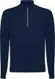 Sweat demi-zip homme bleu marine vu de face avec col montant et fermeture zippée à liseré réfléchissant