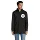 Parka unisexe noire personnalisable Robyn, enduction PVC imperméable, zone de marquage visible sur la poitrine