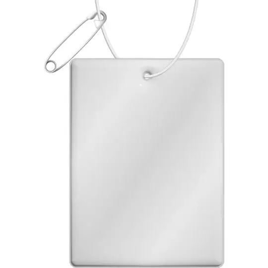 Attache réfléchissante rectangulaire personnalisée blanche aux coins arrondis avec cordon et épingle H-12