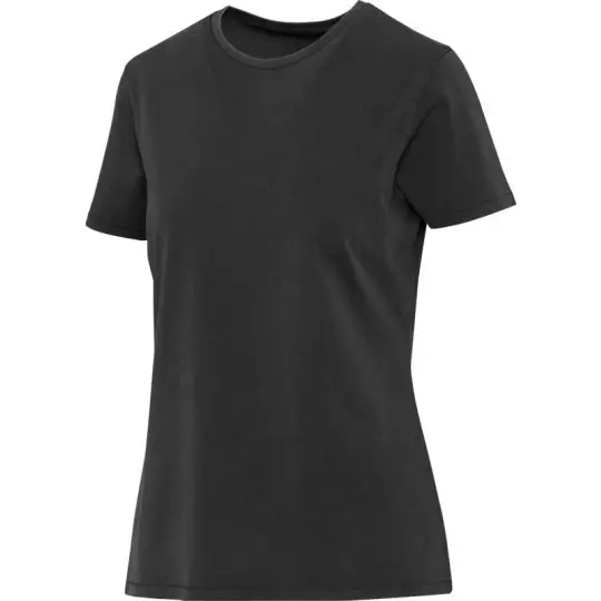 T-shirt femme personnalisé Nanaimo noir délavé à col rond et manches courtes en coton ringspun, vue de face