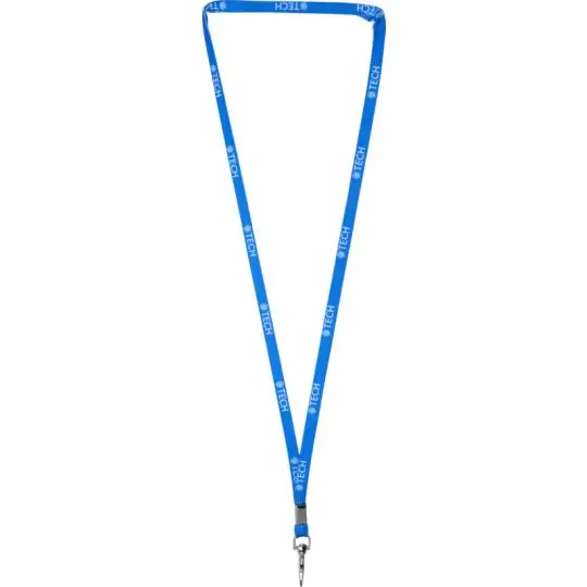 Tour de cou personnalisé AVA tubulaire bleu imprimé par sublimation avec crochet métallique pour badge