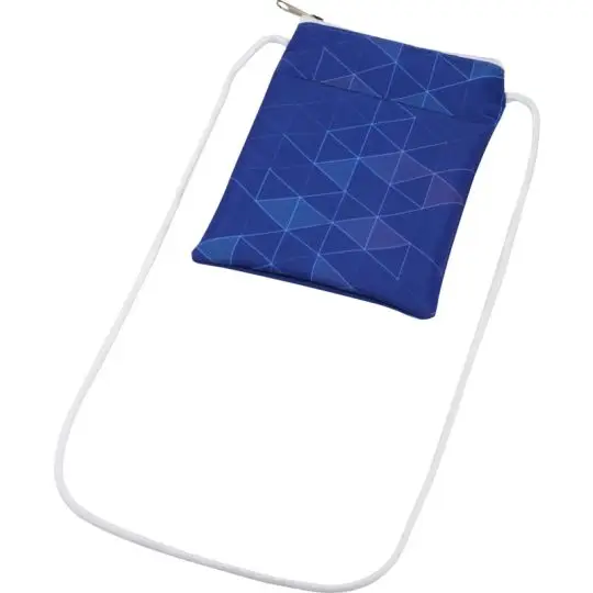 Pochette téléphone personnalisée ETTA en polyester bleu sublimé à motif de triangles avec cordon blanc