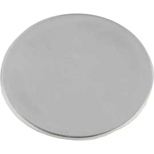Grand autocollant réfléchissant rond personnalisable de 7 cm, finition blanche à reflet argenté, vu de face