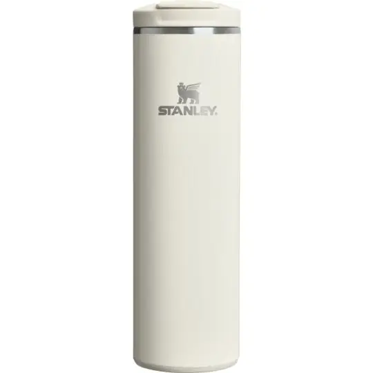 Gobelet isotherme Stanley Transit Fliptop 470 ml coloris clair mat avec logo embossé et couvercle à clapet