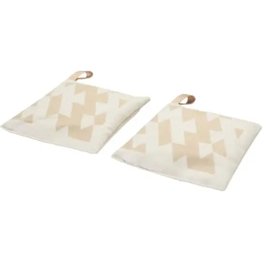 Lot de 2 sachets parfumés personnalisés SOLE à motif géométrique sable sur fond crème, boucle camel
