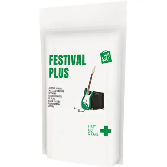 MyKit en pochette papier personnalisé Festival Plus blanche avec guitare verte et croix de premiers secours