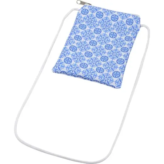 Étui téléphone personnalisé ETTA en RPET sublimé à motif floral bleu et blanc avec cordon blanc