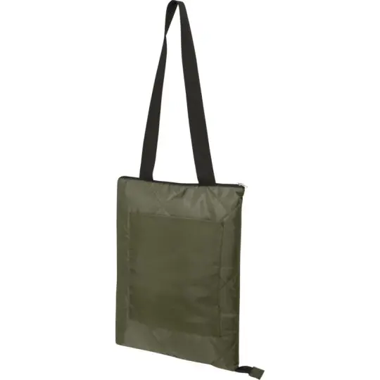 Nappe pique-nique personnalisée vert forêt pliable avec bandoulière transport polyester recyclé GRS