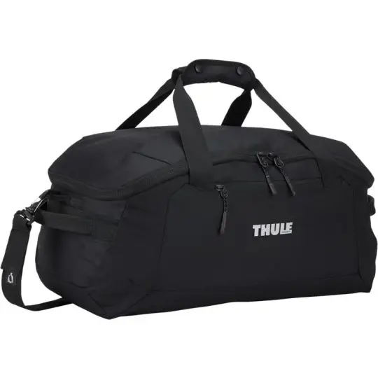 Sac de voyage personnalisé Thule Lumion 40 L noir en polyester recyclé avec poignées de portage et bandoulière