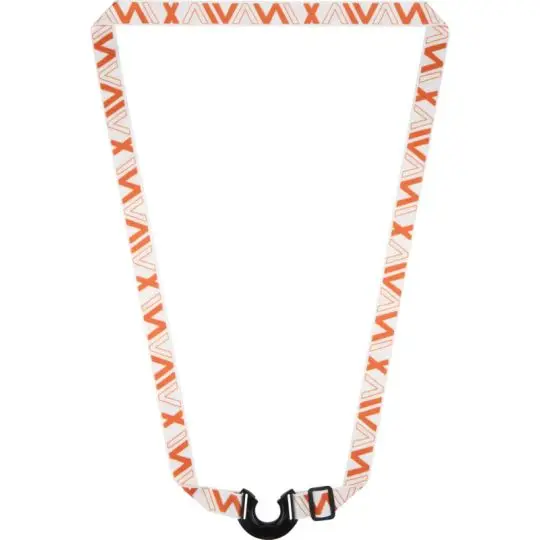 Tour de cou porte-bouteille personnalisé LIAN blanc à motif orange sublimé avec anneau noir et boucle réglable