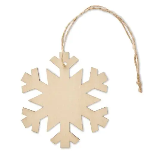Flocon de neige en bois MDF personnalisable NEUY naturel avec corde en jute pour suspension au sapin de Noël