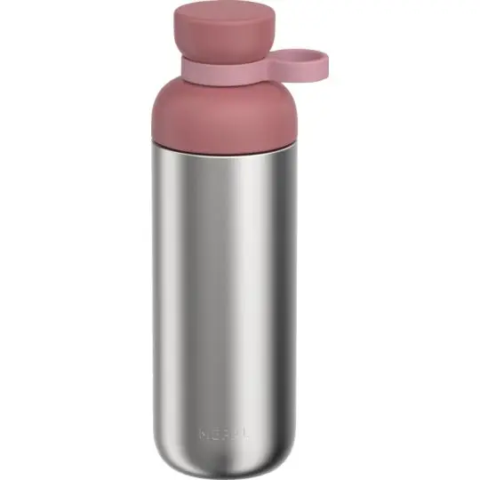 Gourde inox Mepal Vita 700 ml en acier brossé recyclé avec bouchon rose et boucle de transport latérale