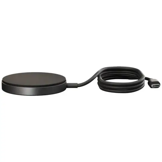 Chargeur sans fil personnalisé Zens Pro 1 noir, palet magnétique Qi2 plat avec câble enroulé et prise USB-C