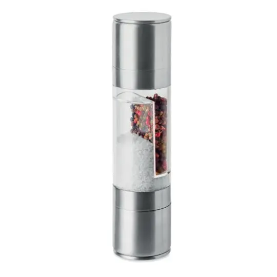 Moulin sel et poivre 2 en 1 personnalisé MOLIN en inox brossé avec gros sel et poivre en grains
