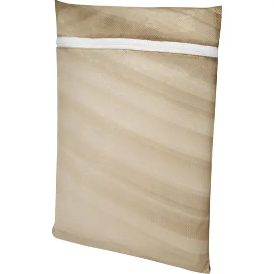 Sac à linge personnalisé TIDY en RPET à fermeture éclair blanche, imprimé d'un motif beige ondulé