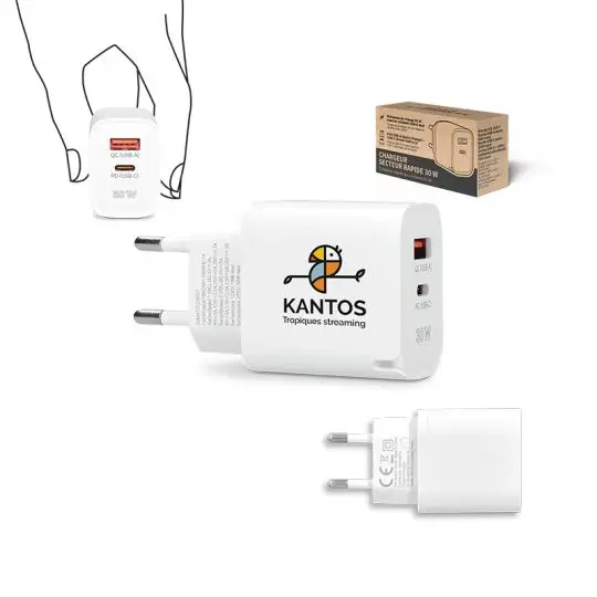 CHARGEUR SECTEUR RAPIDE 30 W SORTIES USB QC & TYPE-C PD