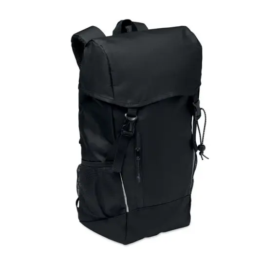 Sac à dos personnalisable pour ordinateur 15 pouces SIENA noir avec poche zippée et poche latérale en filet