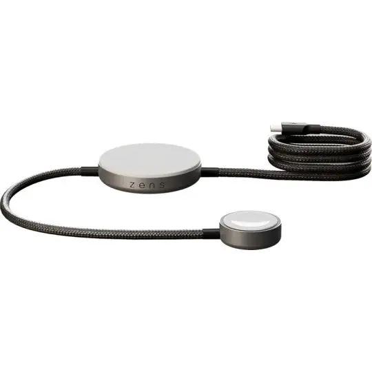 Chargeur 2 en 1 personnalisé Zens Pro 2 noir tressé avec palet Qi2 pour iPhone et petit module Apple Watch