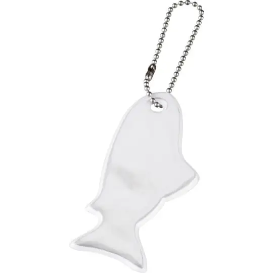 Réfléchissant à accrocher personnalisable blanc en forme de poisson H-12 RFX sur chaînette à billes métal