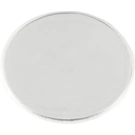 Petit sticker réfléchissant rond de 5,8 cm personnalisé, disque blanc translucide à fines stries, vu de face