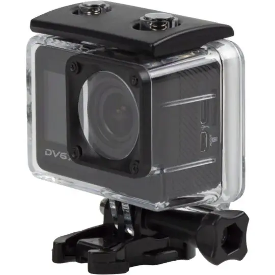 Caméra action 4K Prixton DV670 dans boîtier étanche transparent avec support fixation sports extrêmes