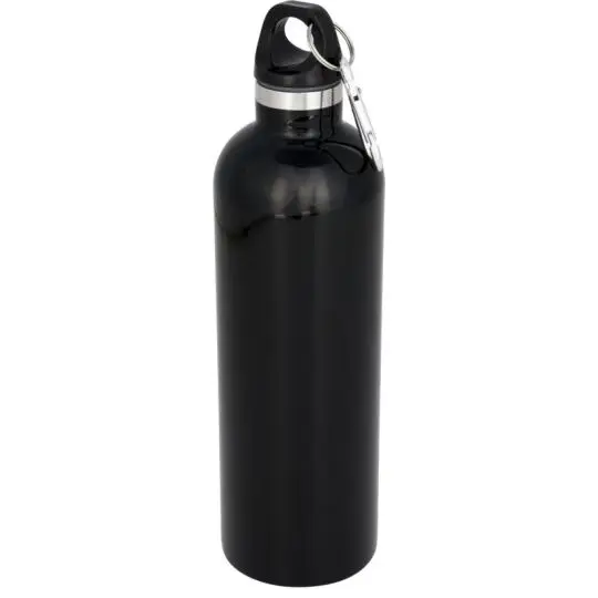 Bouteille isotherme personnalisable noire 530ml et mousqueton métallique intégré