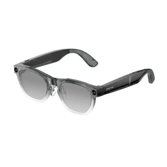 Lunettes connectées Prixton IRIS AI personnalisées, monture grise dégradée translucide et caméra intégrée