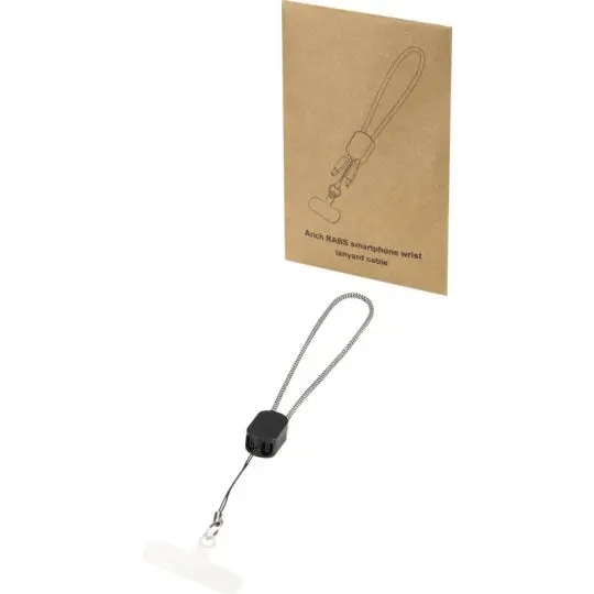 Lanyard de poignet personnalisé Arich noir et blanc avec câble Type-C et pochette kraft