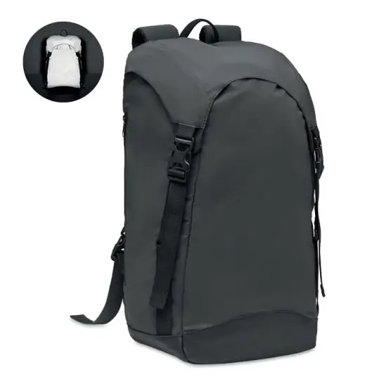 Sac à dos personnalisable noir en polyester 190T EIGER avec sangles à boucles et bretelles réglables