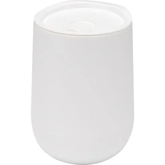 Gobelet double paroi Corzo 360 ml blanc mat à silhouette galbée et couvercle coulissant en plastique