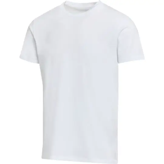 Tee-shirt bio personnalisé unisexe Balfour blanc en coton OCS stretch, col rond et manches courtes vu de face