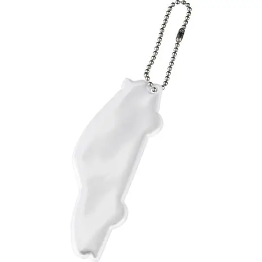 Pendentif réfléchissant publicitaire blanc en forme de voiture H-12 RFX suspendu à une chaînette à billes