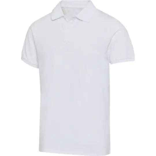 Polo bio personnalisé unisexe Beryl blanc en coton OCS et polyester recyclé, col polo et manches courtes
