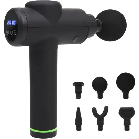 Pistolet de massage personnalisé Prixton MGF200 Xtreme noir avec écran LCD et ses 6 têtes de massage