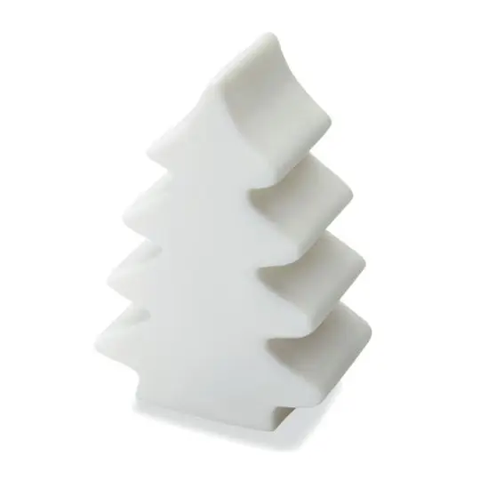 Lampe LED sapin de Noël personnalisable LUMITREE en PVC blanc mat éteinte, silhouette de sapin stylisé