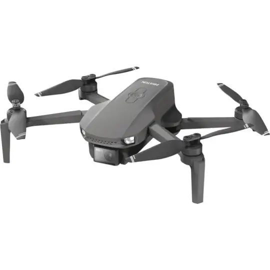 Drone personnalisé Prixton Pegasus gris foncé à quatre hélices avec caméra HD frontale et lumières intégrées