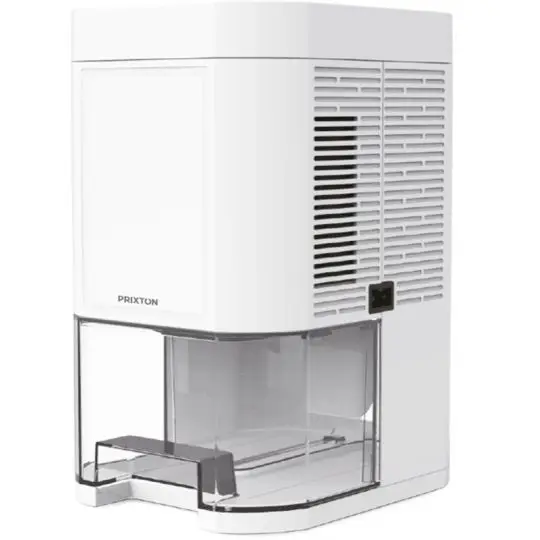 Déshumidificateur personnalisé Prixton Sahara blanc compact avec réservoir d'eau transparent à sa base