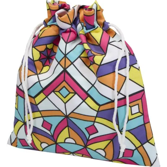 Pochette cadeau personnalisée GIVO 25 x 30 cm sublimée d’un grand motif vitrail avec double cordon blanc