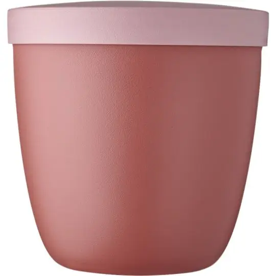 Boîte à goûter personnalisée Mepal Ellipse 500 ml rose mat avec couvercle rond assorti vue de face
