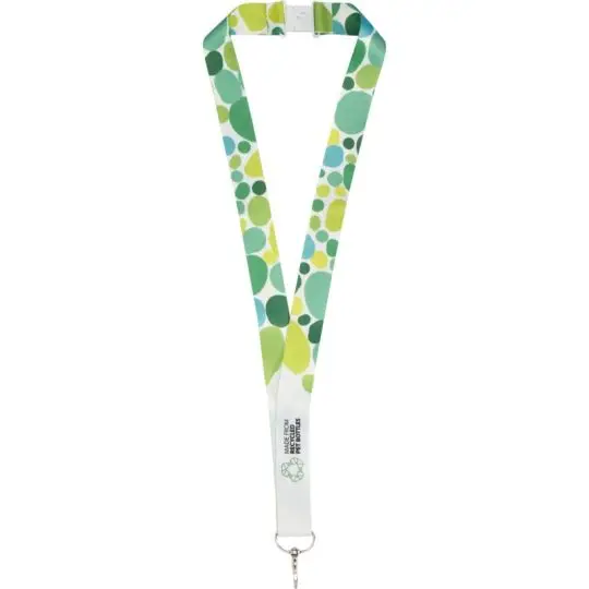 Lanyard LIV réglable sublimé blanc à pois verts avec crochet métal